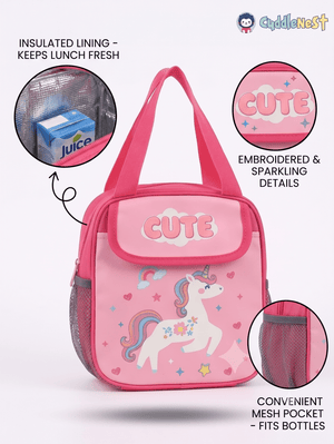 CuddleNest Dinosaur Adventure Insulated Lunch Bag with Front Flap Pocket - Insulated lunch bag