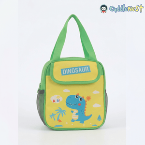 CuddleNest Dinosaur Adventure Insulated Lunch Bag with Front Flap Pocket - Insulated lunch bag
