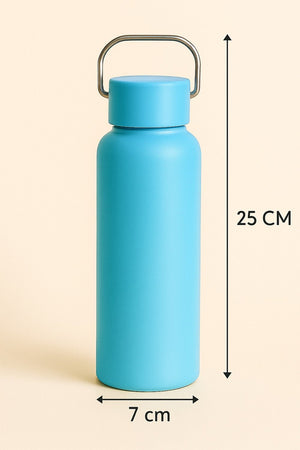 CuddleNest Eco Stainless Steel Water Bottle | Leak - Proof Bottle with Bamboo Top - Water Bottle_Brown Box_Blue
