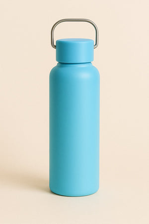 CuddleNest Eco Stainless Steel Water Bottle | Leak - Proof Bottle with Bamboo Top - Water Bottle_Brown Box_Blue
