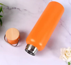 CuddleNest Eco Stainless Steel Water Bottle | Leak - Proof Bottle with Bamboo Top - Water Bottle_Brown Box_Green