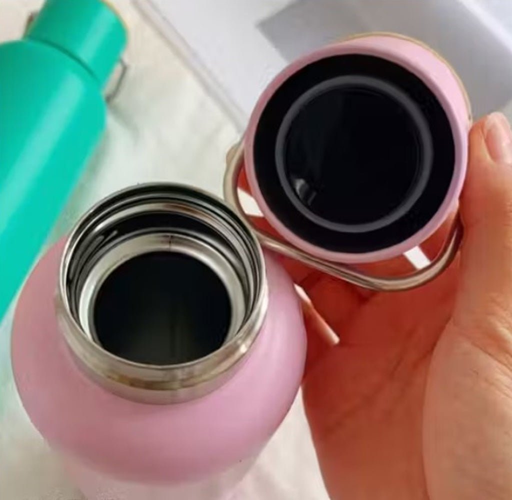CuddleNest Eco Stainless Steel Water Bottle | Leak - Proof Bottle with Bamboo Top - Water Bottle_Brown Box_Pink