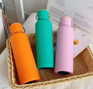 CuddleNest Eco Stainless Steel Water Bottle | Leak - Proof Bottle with Bamboo Top - Water Bottle_Brown Box_Blue