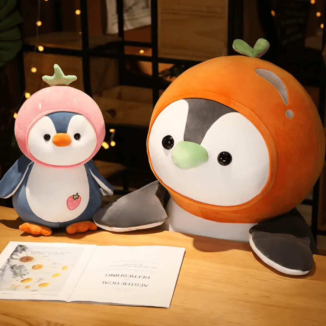 CuddleNest Fruit Penguin Soft Toy | Adorable Plush Toy for Kids - Penguine_with_Cap_25*18*10