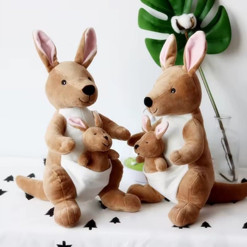 CuddleNest Kangaroo Soft Toy with Baby Joey Pouch – Ultra Soft & Cuddly Plush Animal for Kids - Kargaroo With Baby_Orange