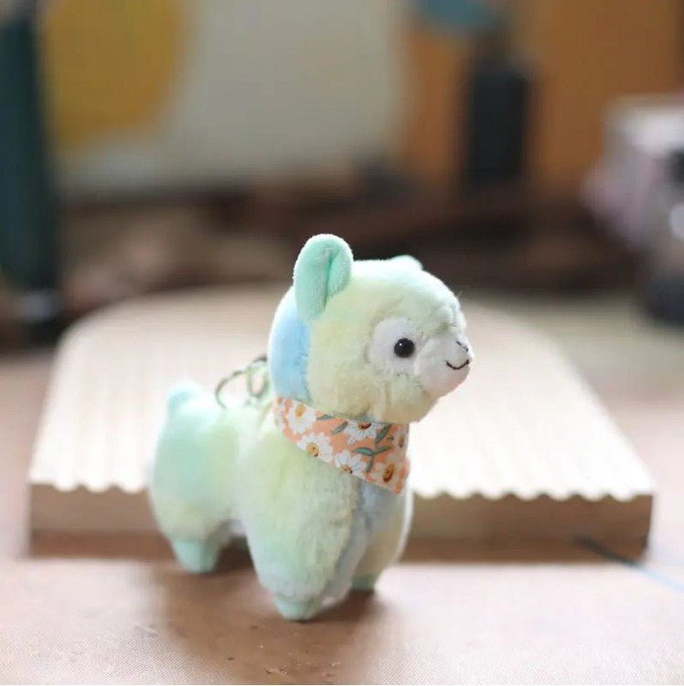 CuddleNest Kawaii Plush Animal – Sheep/Alpaca Inspired Cuddly Toy in Rainbow Color - Sheep_Rainbow
