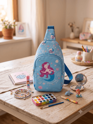 CuddleNest Kids Crossbody Sling Bag – Mermaid Adventure Edition (Aquamarine) - Bags