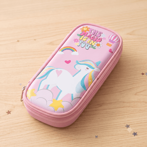 CuddleNest Kids Magic Unicorn Multi-Slot Pencil Pouch Pastel Pink - Stationery