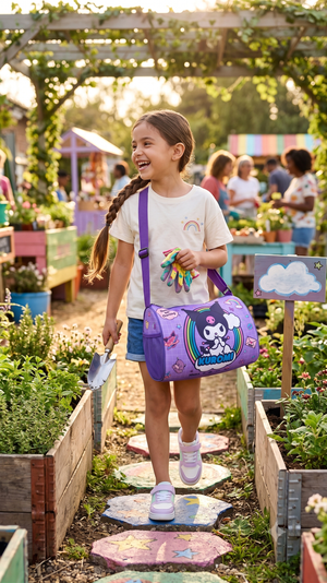 CuddleNest Kuromi Cheeky but Charming Kids Purple Barrel Duffle Bag - Kids & Baby Bags