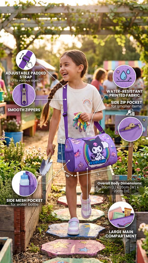 CuddleNest Kuromi Cheeky but Charming Kids Purple Barrel Duffle Bag - Kids & Baby Bags