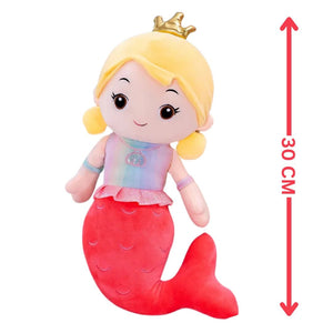 CuddleNest Mermaid Doll Soft Toy 30 cm - Red - Soft Toys