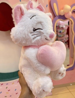 CuddleNest Merry Cat Soft Toy – Cute White Kitty Plush with Pink Heart & Bow - Merry Cat_White