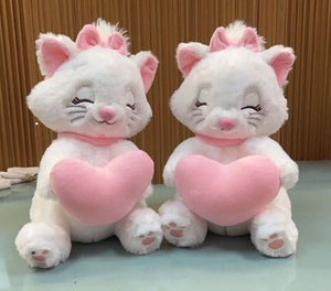CuddleNest Merry Cat Soft Toy – Cute White Kitty Plush with Pink Heart & Bow - Merry Cat_White