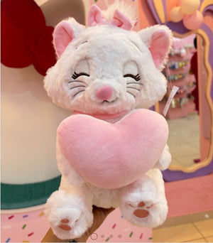CuddleNest Merry Cat Soft Toy – Cute White Kitty Plush with Pink Heart & Bow - Merry Cat_White