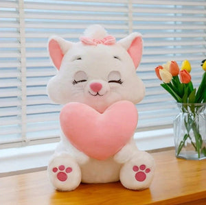 CuddleNest Merry Cat Soft Toy – Cute White Kitty Plush with Pink Heart & Bow - Merry Cat_White