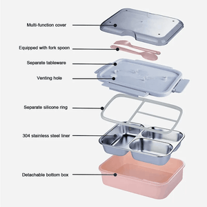 CuddleNest | On the Go with Our 3-Compartment Bento Lunch Box with Breathable Button Design | Pink