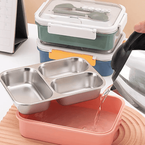 CuddleNest | On the Go with Our 3-Compartment Bento Lunch Box with Breathable Button Design | Pink