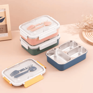 CuddleNest | On the Go with Our 3-Compartment Bento Lunch Box with Breathable Button Design | Pink