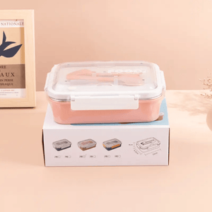 CuddleNest | On the Go with Our 3-Compartment Bento Lunch Box with Breathable Button Design | Pink