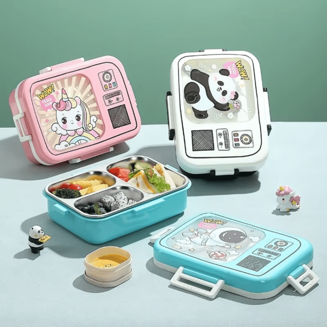 CuddleNest Pink Unicorn Bento Lunch Box for Kids – Airtight, Leakproof, Includes Spoon & Sauce Container - Lunch Box_Unicorn_Pink_23*18*8