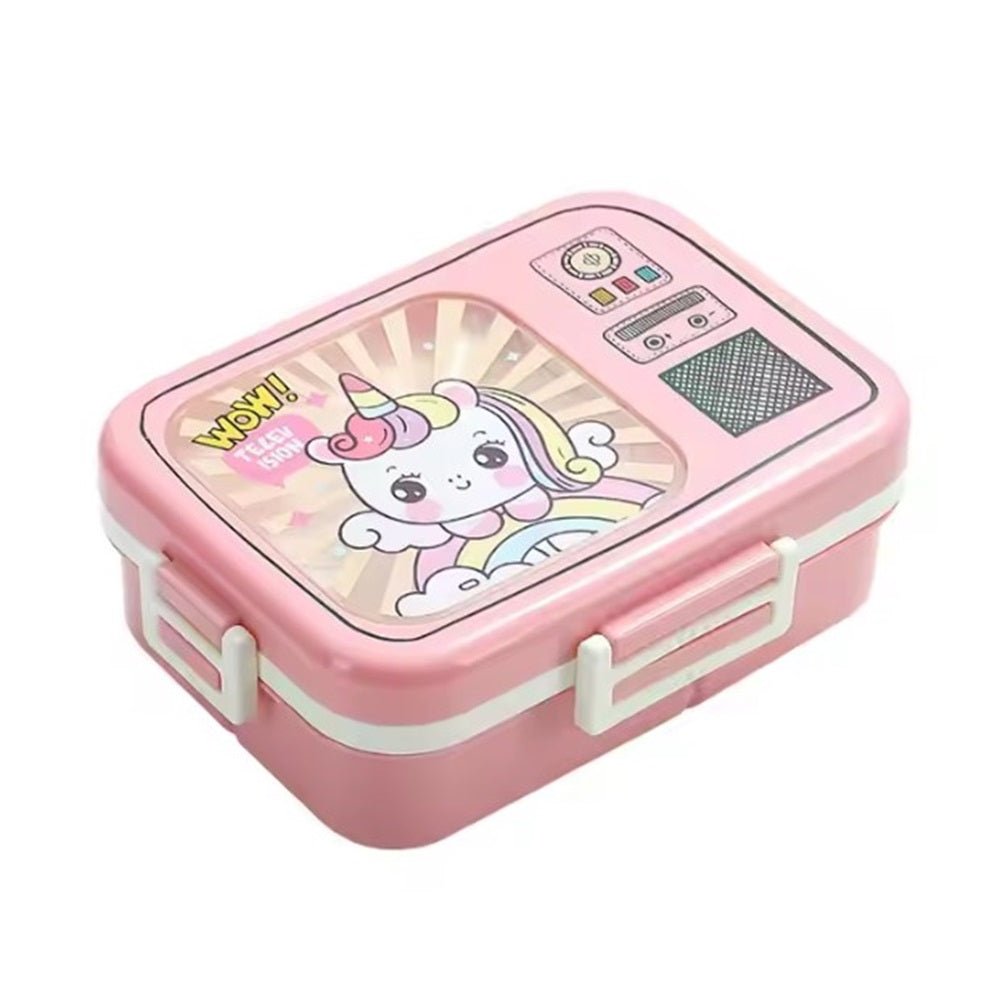 CuddleNest Pink Unicorn Bento Lunch Box for Kids – Airtight, Leakproof, Includes Spoon & Sauce Container - Lunch Box_Unicorn_Pink_23*18*8