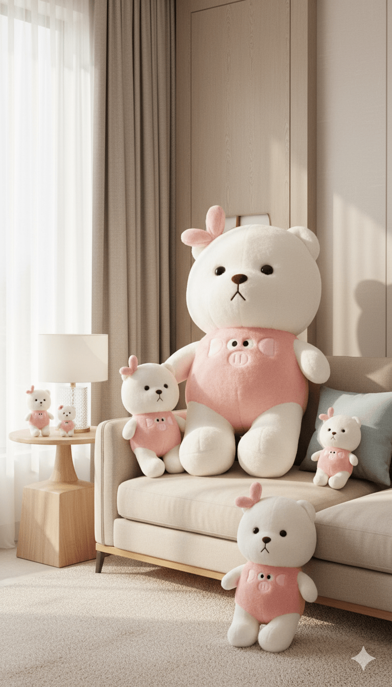 CuddleNest Plush Strawberry Lily Teddy Bear - Strawberry Lily_Pink