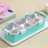 CuddleNest Premium 3 - Compartment Stainless Steel Snack Box | Leak - Proof & BPA - Free Solid Food Container - Lunch Box_7107_3 Com_Green