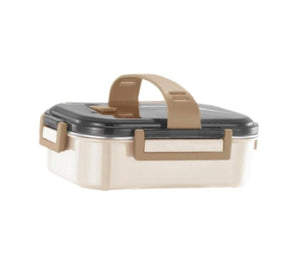 CuddleNest Premium Stainless Steel Double Layer Lunch Box – 700ml | Leakproof, Microwave-Safe, Stylish - Beige