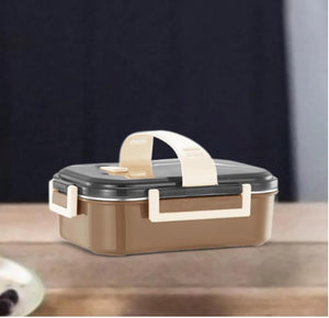 CuddleNest Premium Stainless Steel Double Layer Lunch Box – 700ml | Leakproof, Microwave-Safe, Stylish - Brown