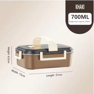 CuddleNest Premium Stainless Steel Double Layer Lunch Box – 700ml | Leakproof, Microwave-Safe, Stylish - Beige