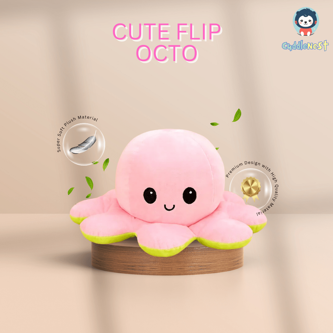 CuddleNest Reversible Octopus soft Plushie toy for every mood, Happy, Sad ,& Angry | Premium Quality - Height 20 cm (Multicolor) - Rev.Oct_20