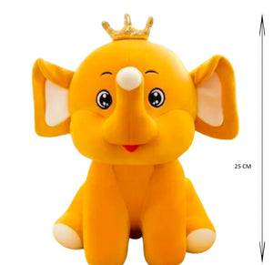 CuddleNest Royal Elephant Plush Toy with Crown - Crown_Elephant_Grey