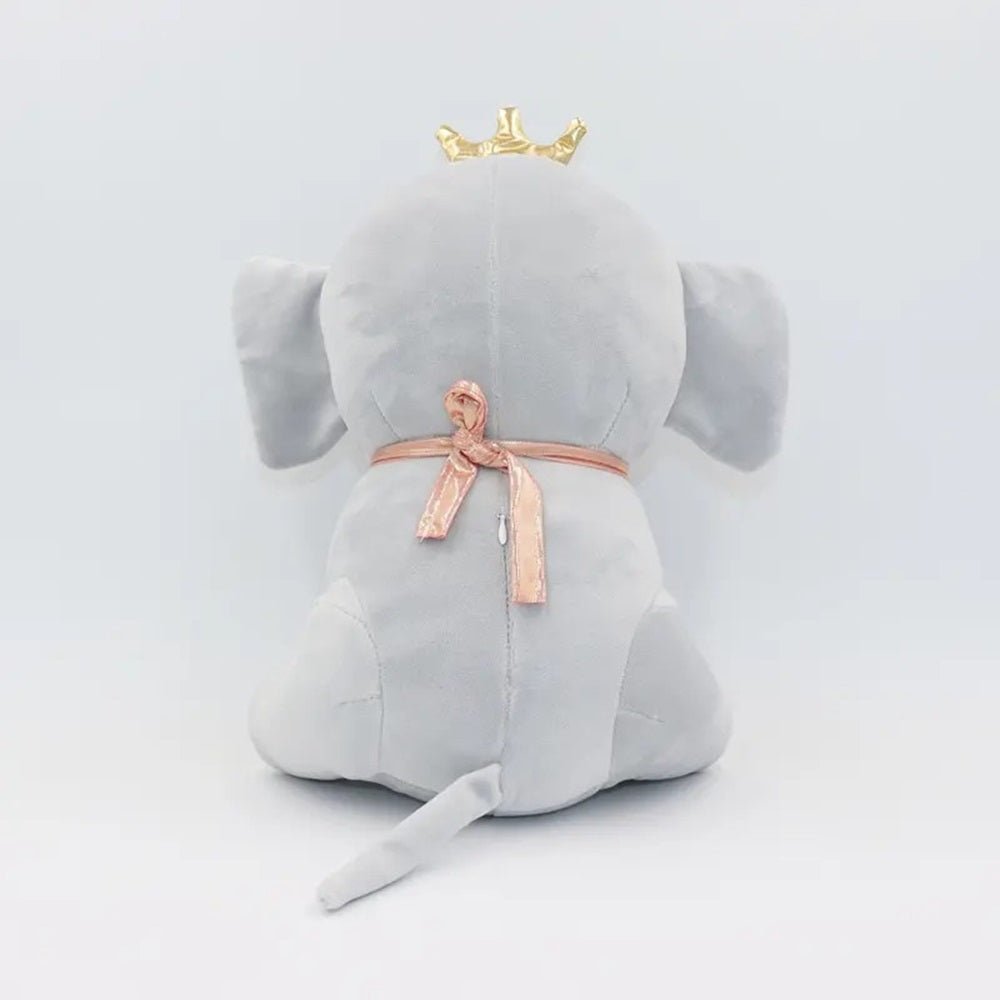 CuddleNest Royal Elephant Plush Toy with Crown - Crown_Elephant_Grey