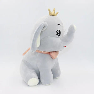 CuddleNest Royal Elephant Plush Toy with Crown - Crown_Elephant_Grey