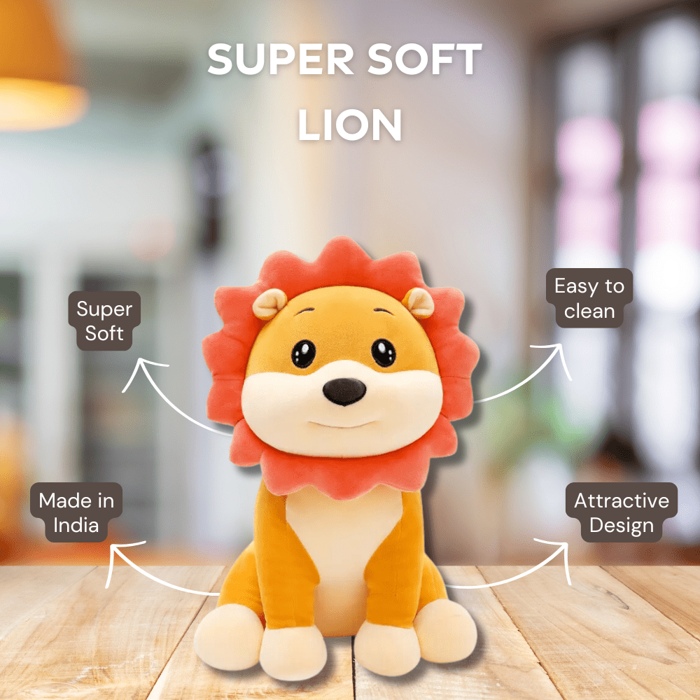 CuddleNest Simba Soft Toy Adorable Sunflower Lion Kids | Cute Stuffed Toy for Kids - B.Lion_40_Orange