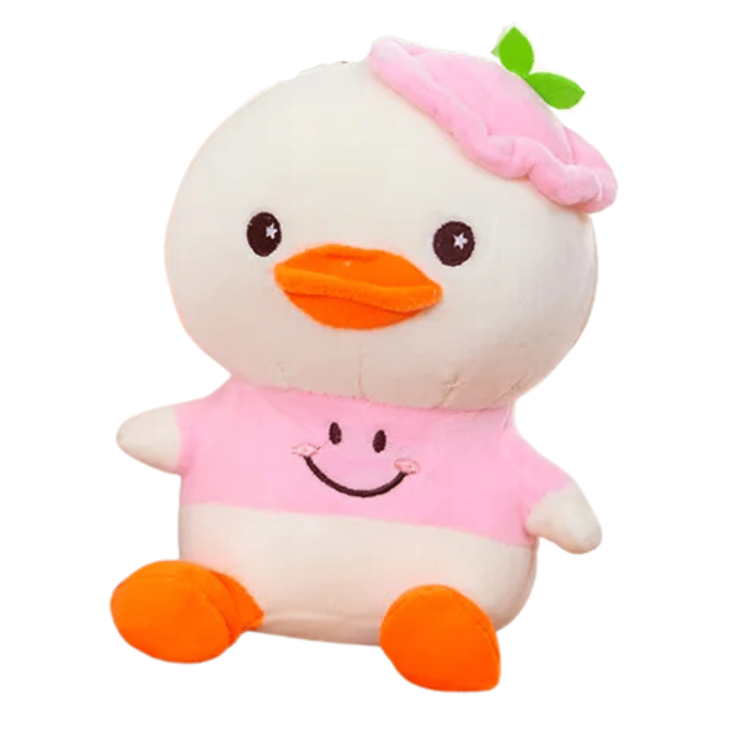 CuddleNest Soft Plush White Pink Duck Toy - Height: 30 cm - White_Duck_30*24*19