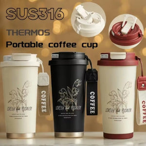 CuddleNest Stainless Steel Coffee Mug 500 ml | Double Wall Vacuum Insulated Travel Cup - Coffee Cup_Black_19*9*9