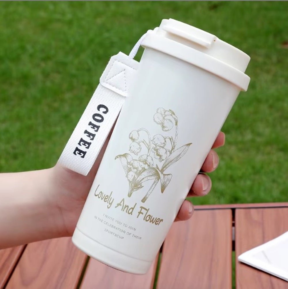 CuddleNest Stainless Steel Coffee Mug | Double Wall Vacuum Insulated Travel Cup - Coffee Cup_Cream_19*9*9