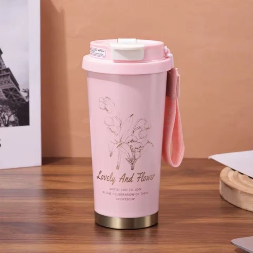 CuddleNest Stainless Steel Coffee Mug | Double Wall Vacuum Insulated Travel Cup - Coffee Cup_Pink_19*9*9