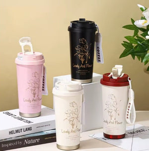 CuddleNest Stainless Steel Coffee Mug | Double Wall Vacuum Insulated Travel Cup - Coffee Cup_Pink_19*9*9
