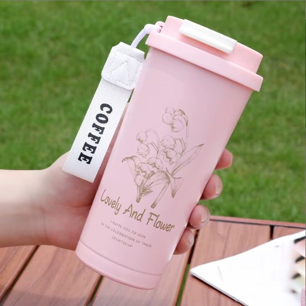 CuddleNest Stainless Steel Coffee Mug | Double Wall Vacuum Insulated Travel Cup - Coffee Cup_Pink_19*9*9
