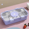 CuddleNest Stainless Steel Lunch Box with 3 Compartments, Spoon & Chopsticks - Lunch Box_7108_3 Com_Purple