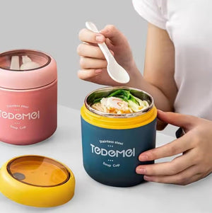 CuddleNest Stainless Steel Thermal Soup Cup Lunch Box – 530 ml | Insulated, Leakproof Food Jar with Spoon for Kids & Adults | Travel, Office, School Use | Spill-Proof & BPA-Free (Pink)