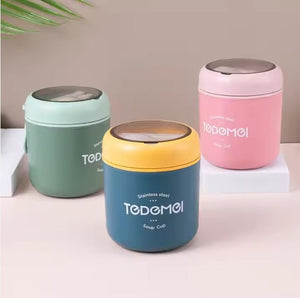 CuddleNest Stainless Steel Thermal Soup Cup Lunch Box – 530 ml | Insulated, Leakproof Food Jar with Spoon for Kids & Adults | Travel, Office, School Use | Spill-Proof & BPA-Free (Green)