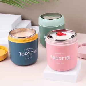 CuddleNest Stainless Steel Thermal Soup Cup Lunch Box – 530 ml | Insulated, Leakproof Food Jar with Spoon for Kids & Adults | Travel, Office, School Use | Spill-Proof & BPA-Free (Green)
