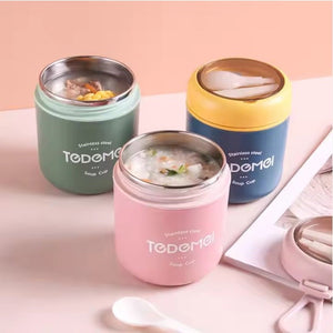 CuddleNest Stainless Steel Thermal Soup Cup Lunch Box – 530 ml | Insulated, Leakproof Food Jar with Spoon for Kids & Adults | Travel, Office, School Use | Spill-Proof & BPA-Free (Green)