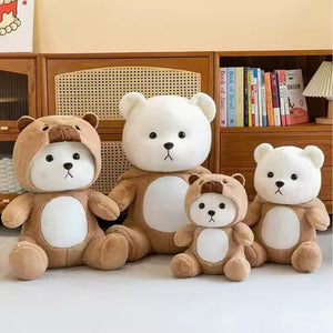CuddleNest Teddy Bear Plush Toy, 25 cm, Soft Stuffed Animal with Removable Hat, Kids Room Décor - Panda_with_Hoodie_brown_25*15*12