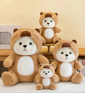 CuddleNest Teddy Bear Plush Toy, 25 cm, Soft Stuffed Animal with Removable Hat, Kids Room Décor - Panda_with_Hoodie_brown_25*15*12