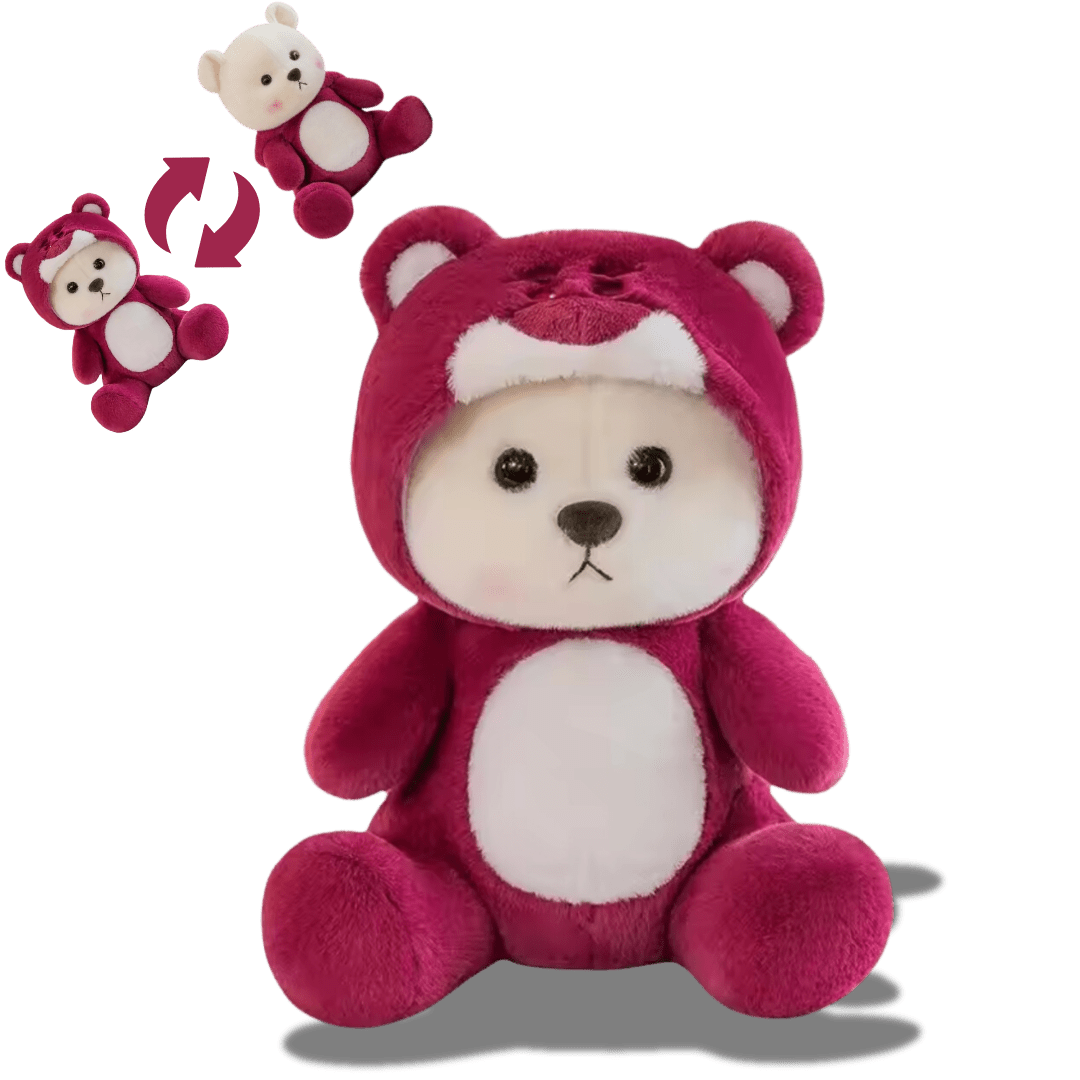 CuddleNest Teddy Bear with Cap - Adorable, Soft & Cuddly Teddy Bear Toy - Cap Bear_Magenta_40*25*20