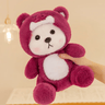 CuddleNest Teddy Bear with Cap - Adorable, Soft & Cuddly Teddy Bear Toy - Cap Bear_Magenta_40*25*20